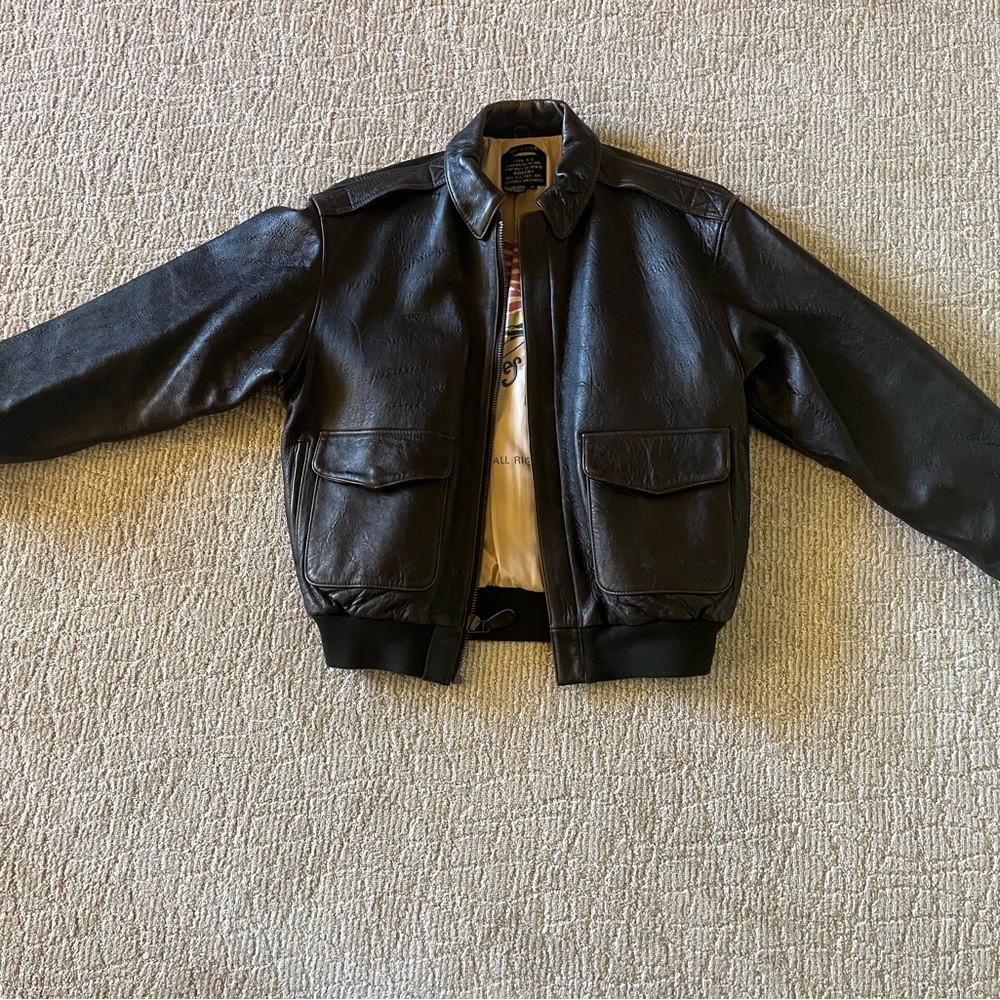 Vintage Avirex Brown Leather Flight Bomber Jacket Men’s Medium Type A-2
